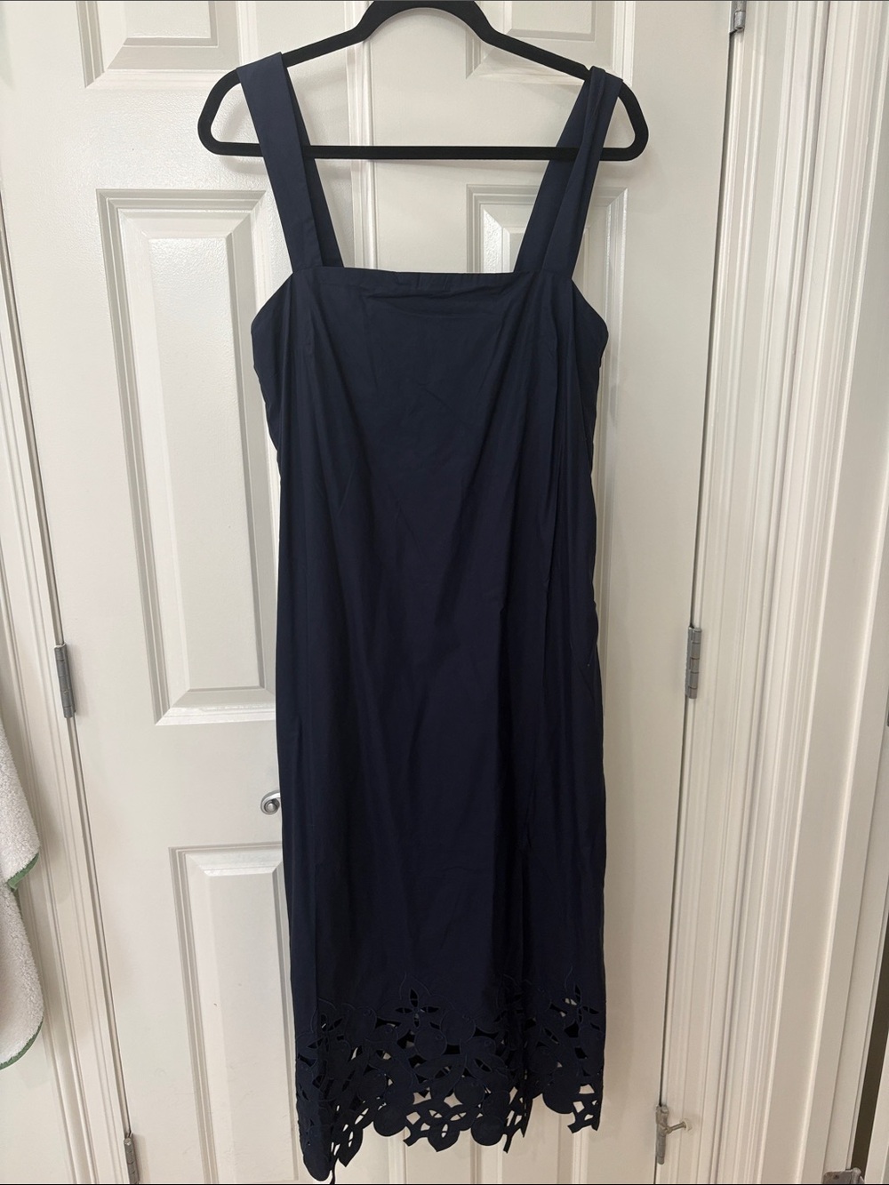 Tuckernuck Navy Square-Neck Midi Dress with Laser-Cut Hem
